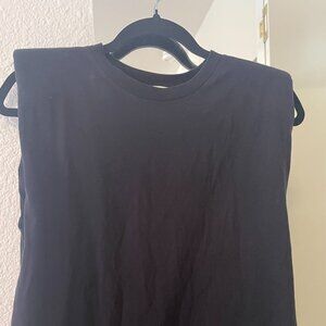 Zara black shoulder pad t-shirt